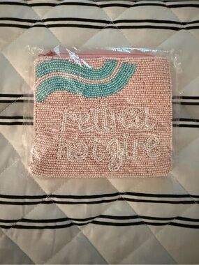 Retired Hot Girl Beaded Change Purse zipper pouch Pink Seed Beads New With Tags